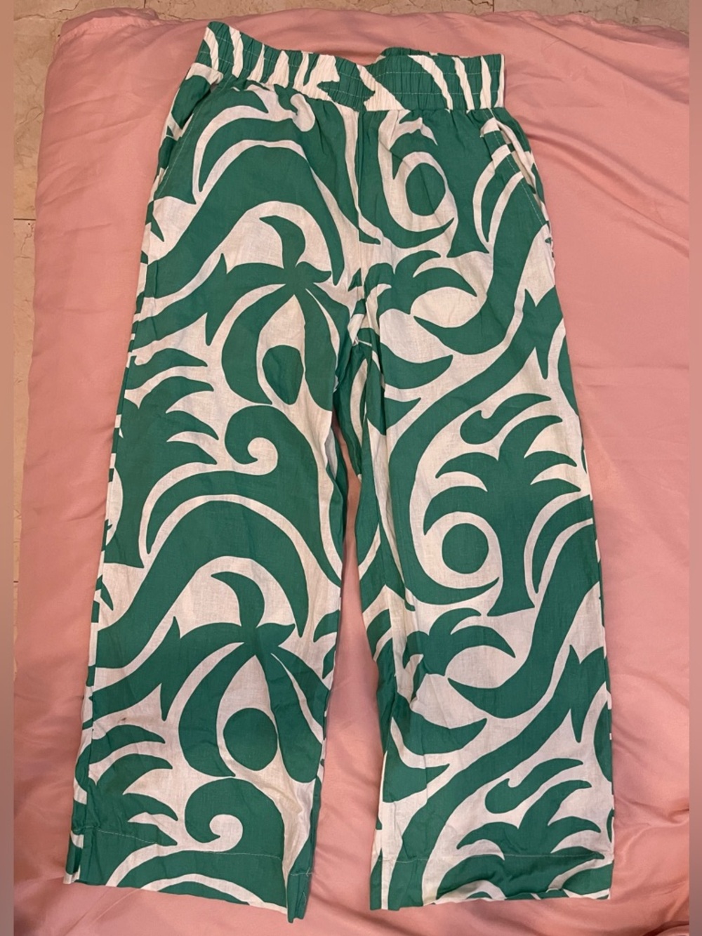 Panama Jack Green and White Wide Leg Pants